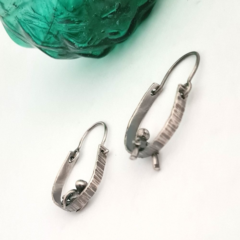 Unique Mismatched Little Men Hoop Style Earrings