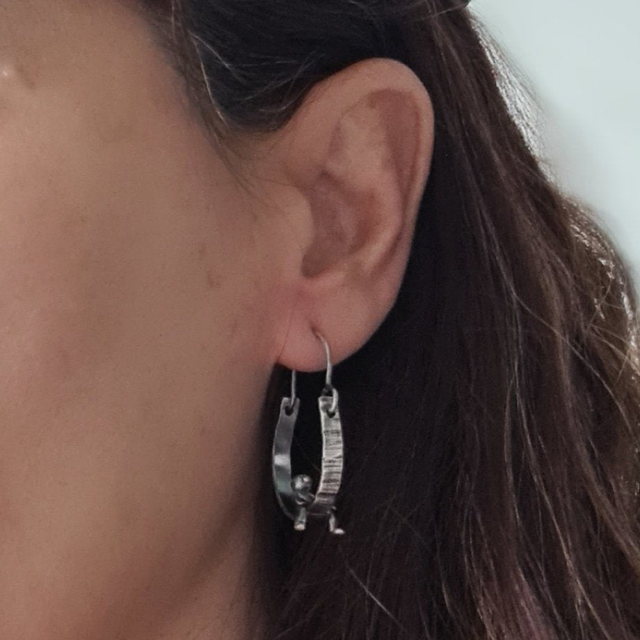 Unique Mismatched Little Men Hoop Style Earrings