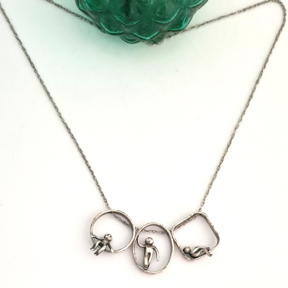 Three Little Men Unique Necklace