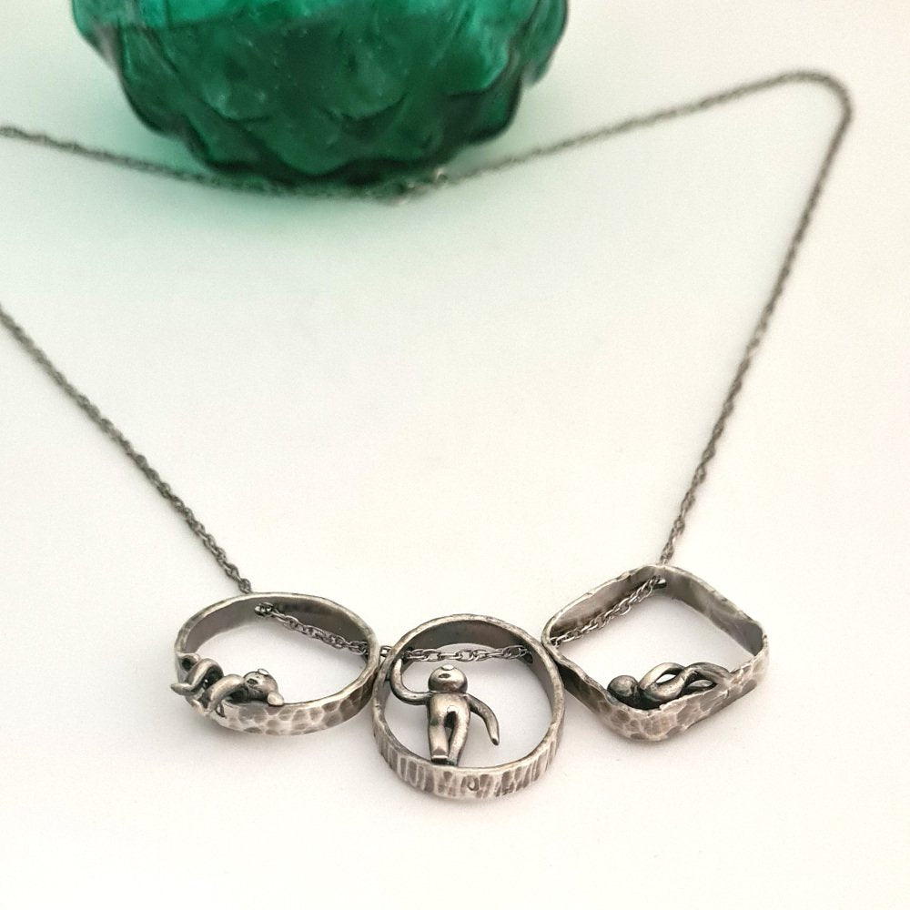 Three Little Men Unique Necklace