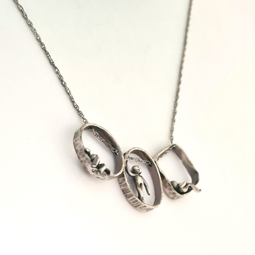 Three Little Men Unique Necklace