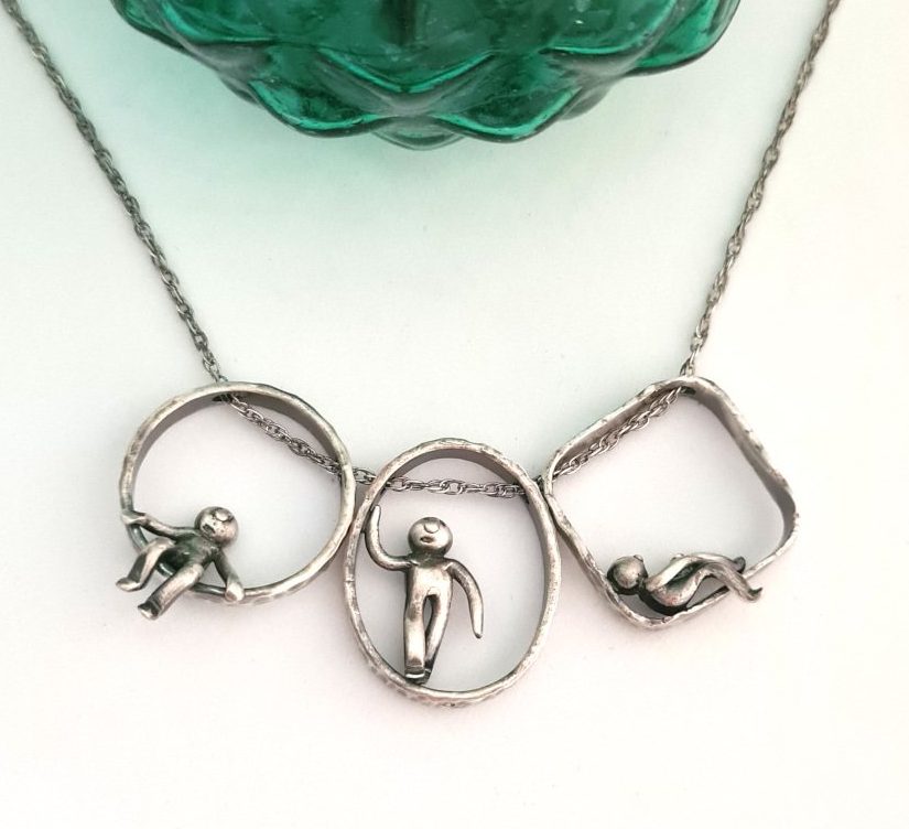 Three Little Men Unique Necklace