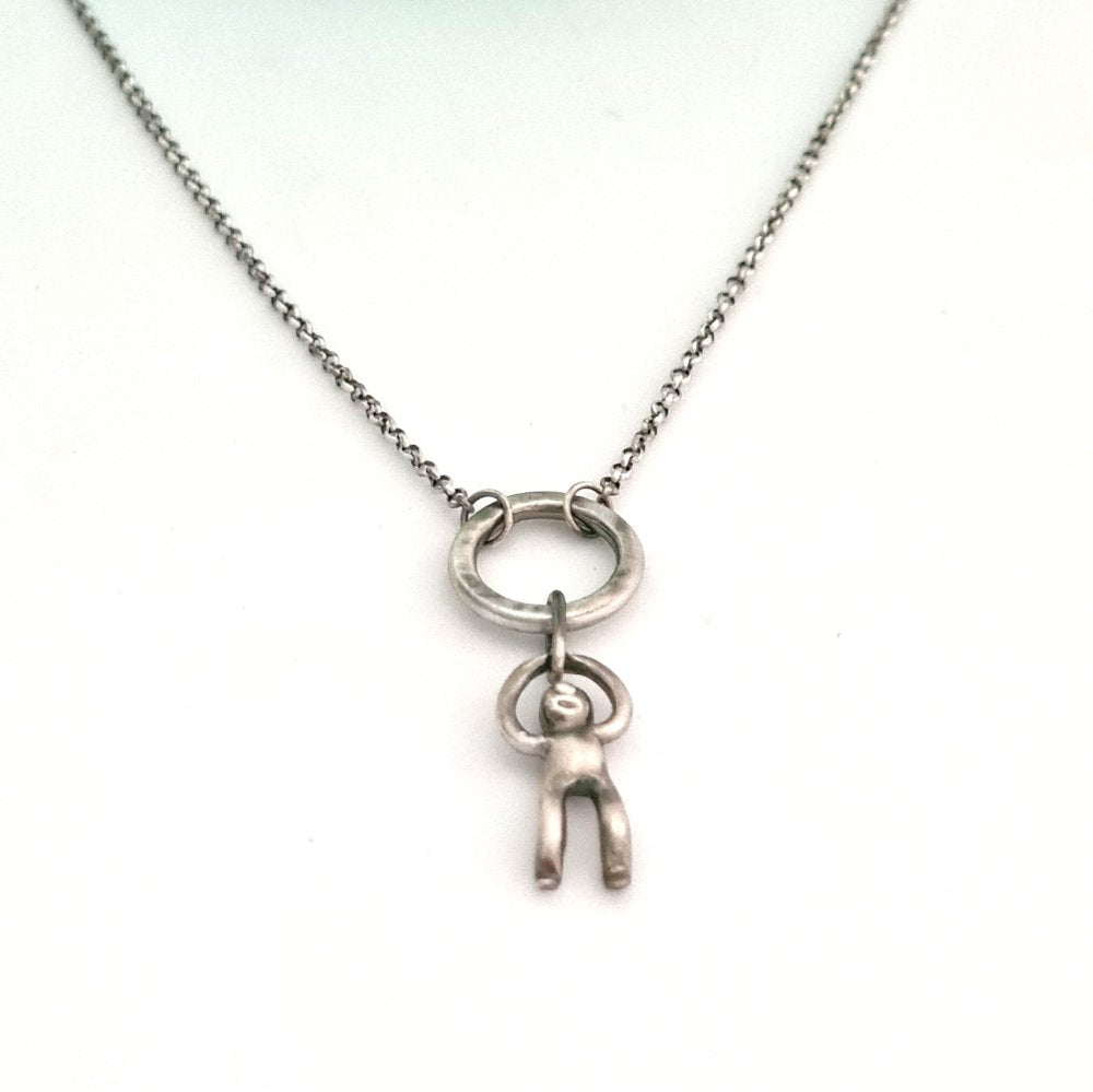 Sterling Silver Little Hammered Ring Pendant