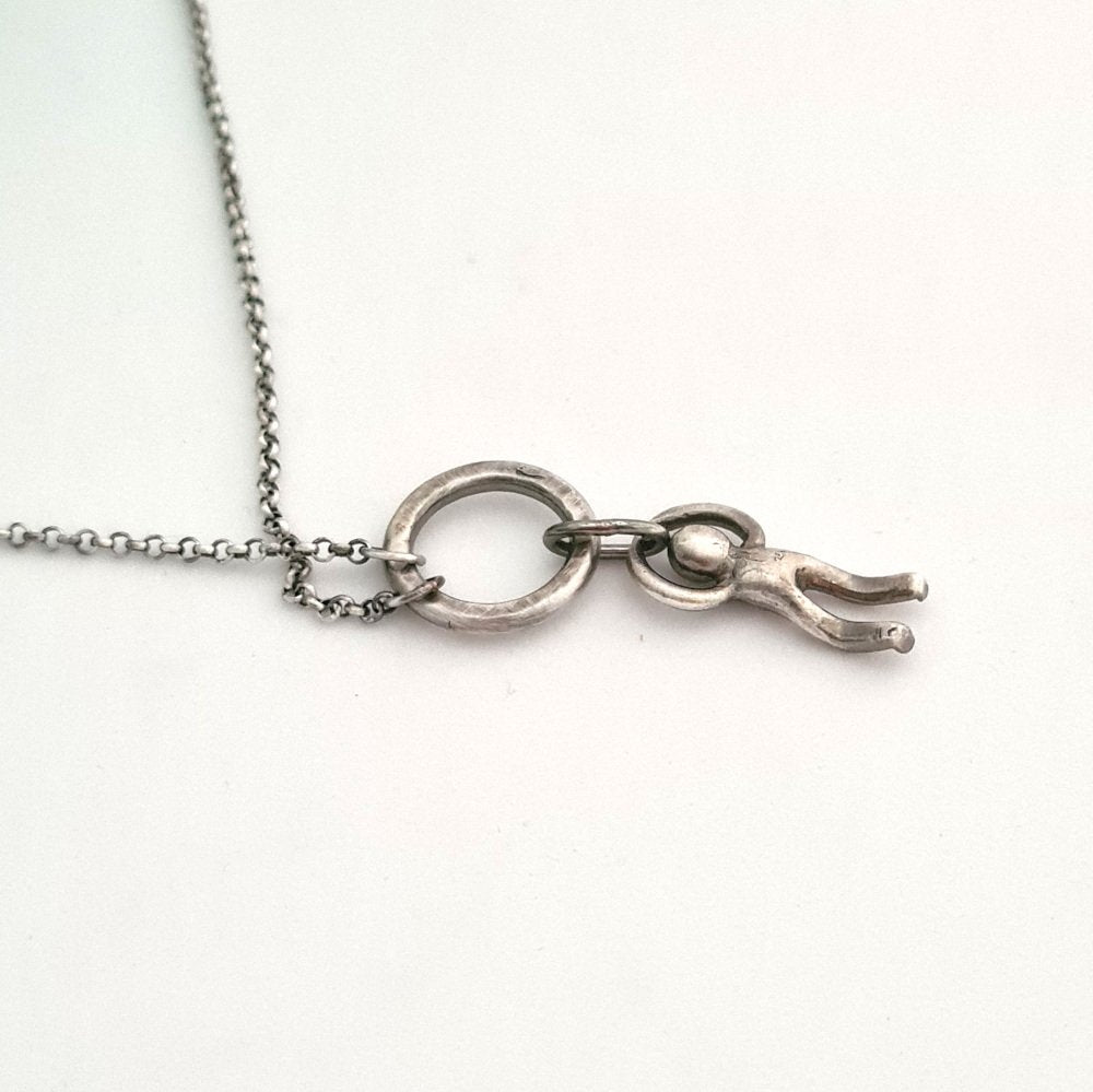 Sterling Silver Little Hammered Ring Pendant