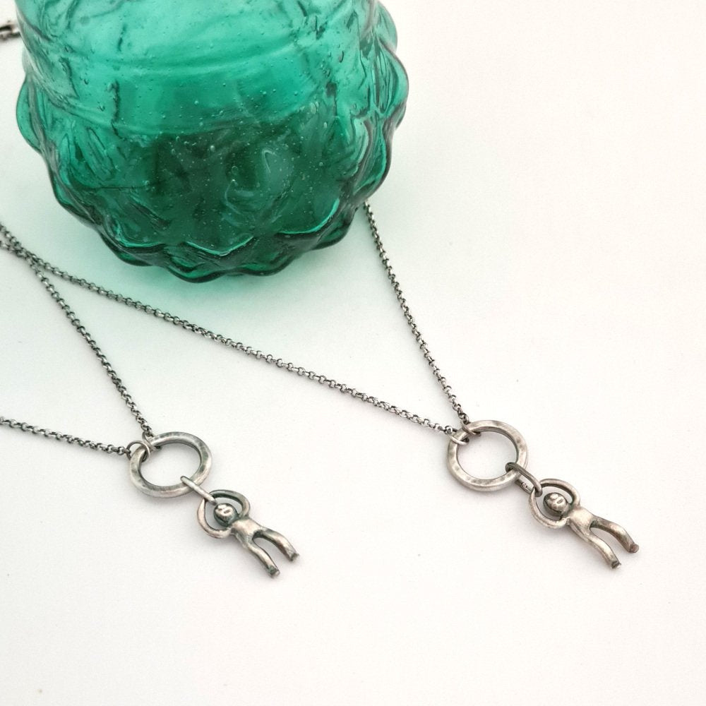 Sterling Silver Little Hammered Ring Pendant