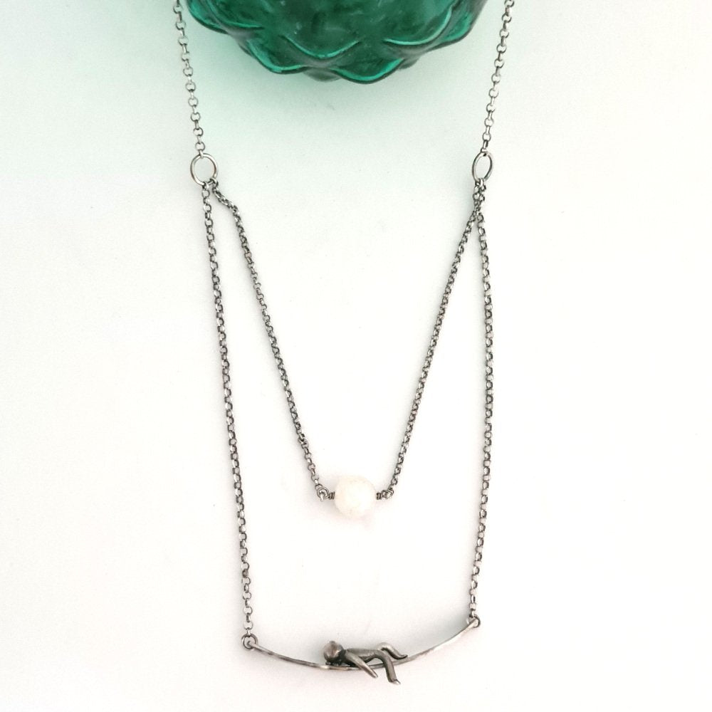 Little Man Under the Moon Necklace Moonstone