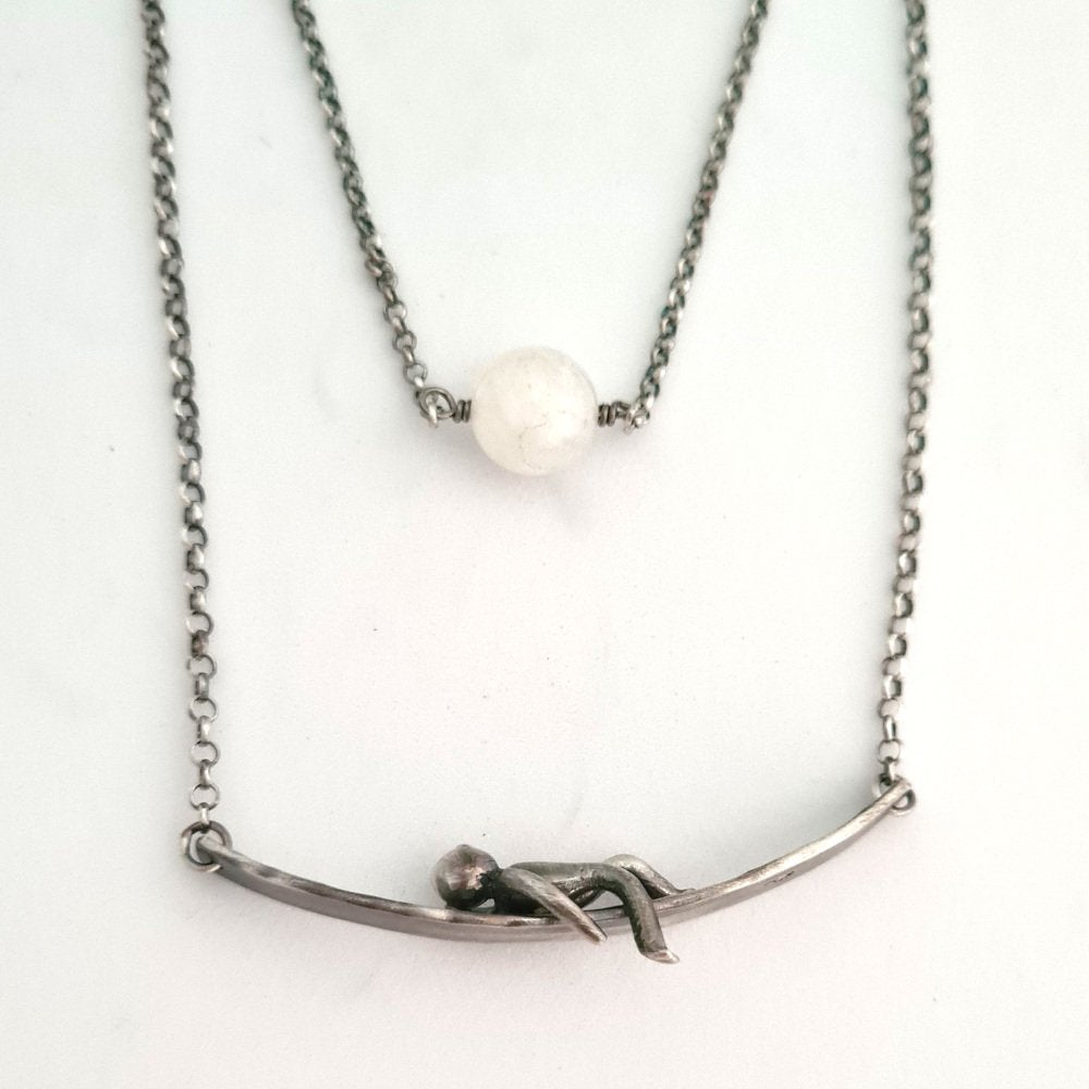 Little Man Under the Moon Necklace Moonstone