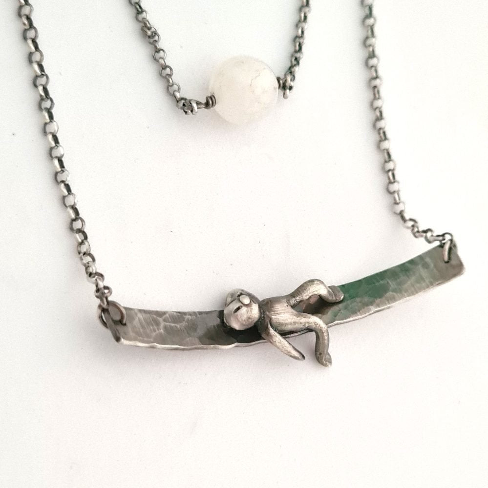 Little Man Under the Moon Necklace Moonstone