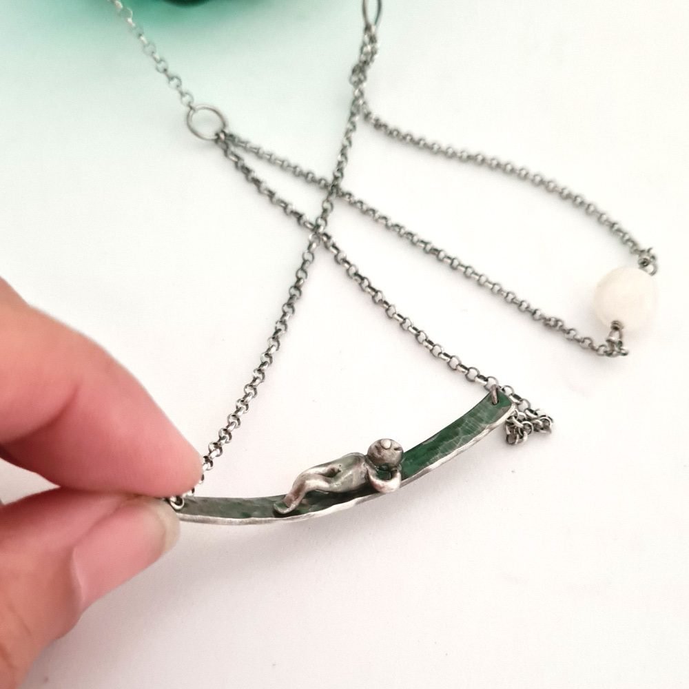Little Man Under the Moon Necklace Moonstone