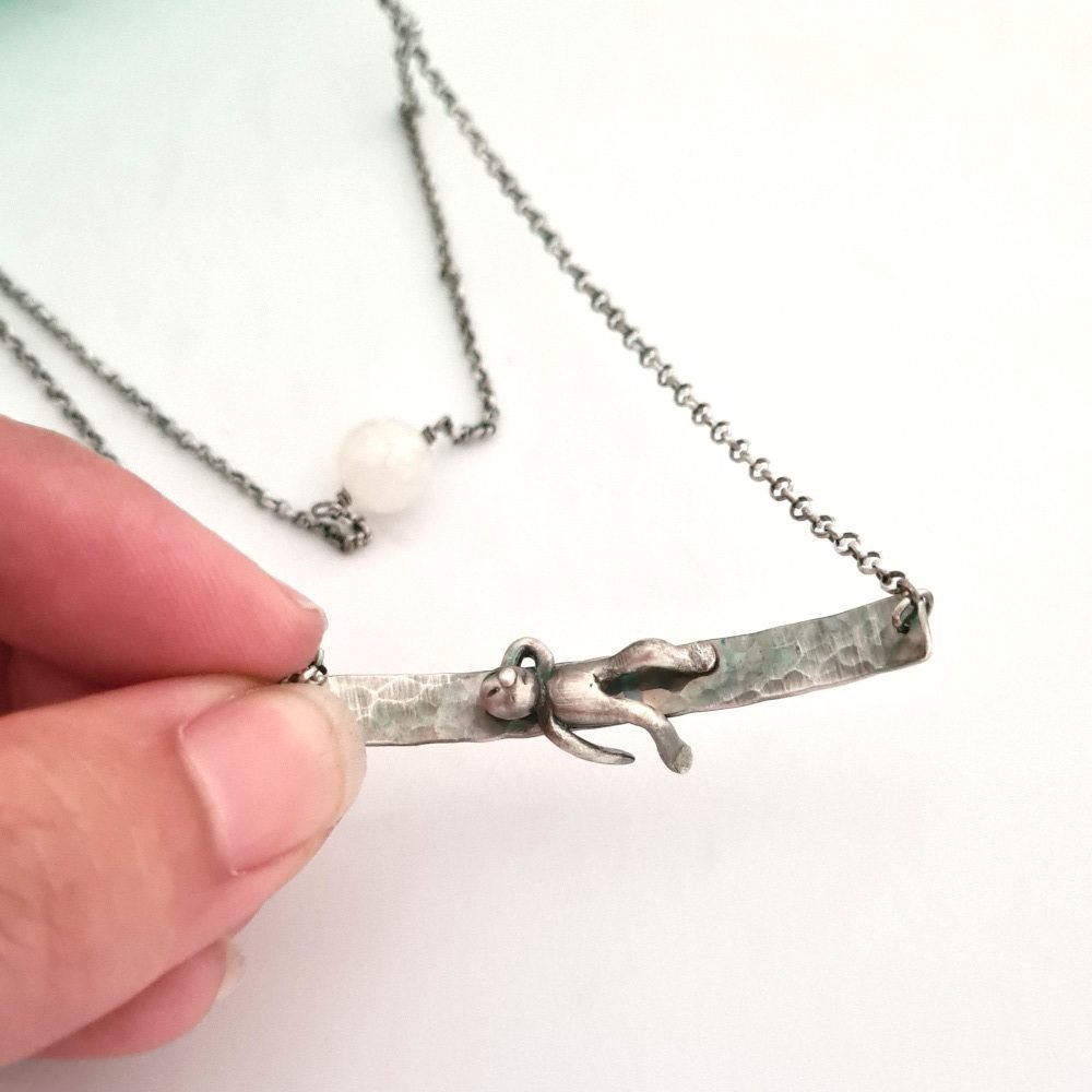 Little Man Under the Moon Necklace Moonstone