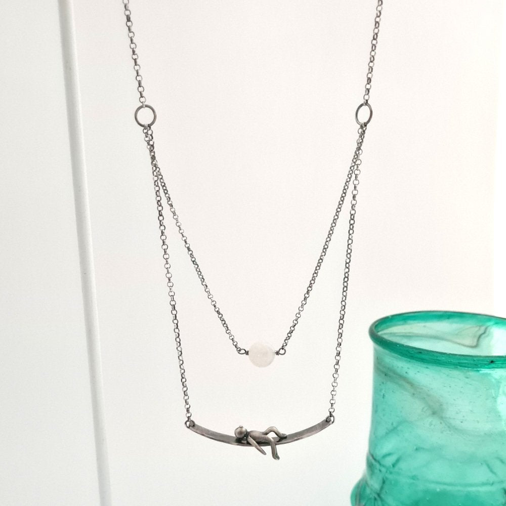 Little Man Under the Moon Necklace Moonstone