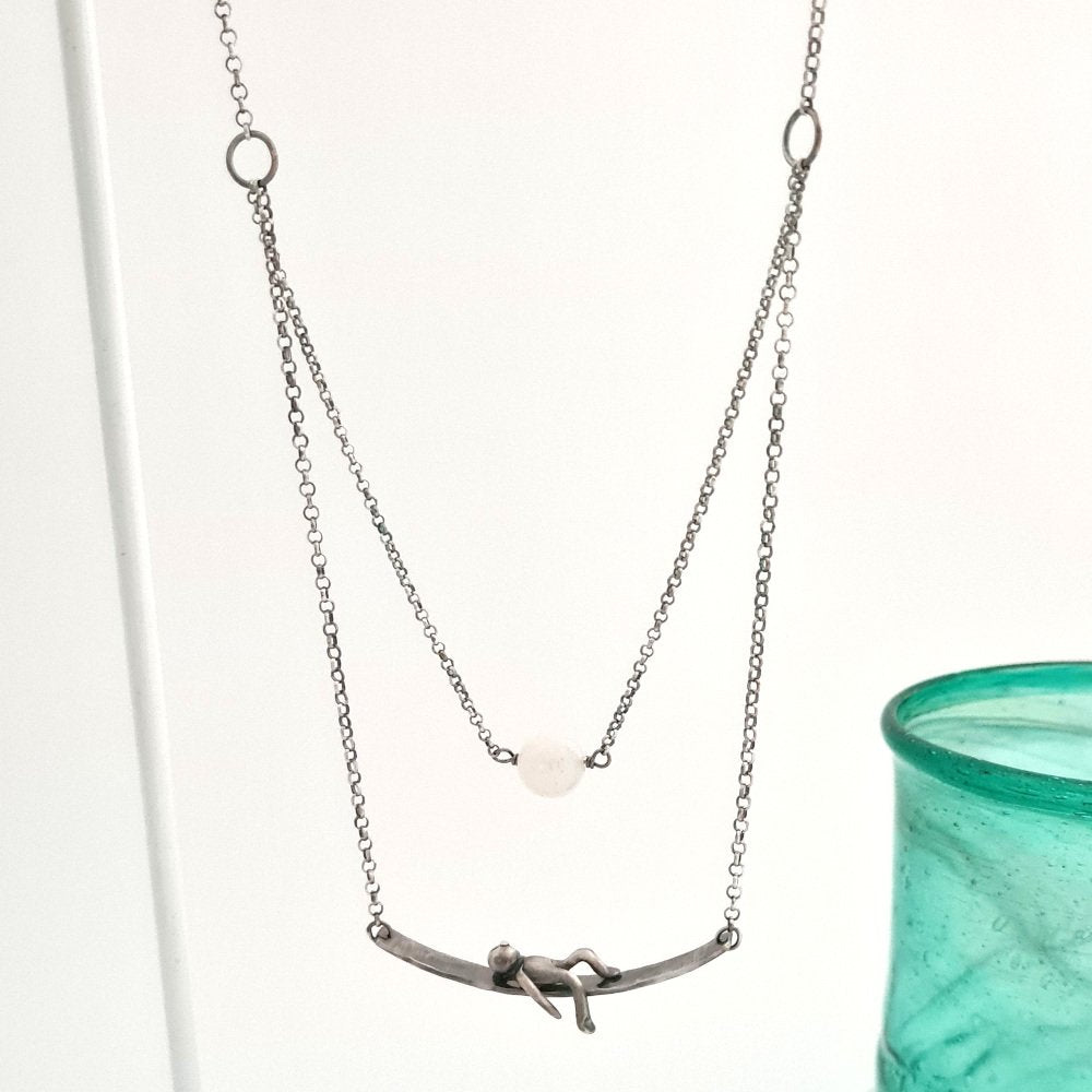 Little Man Under the Moon Necklace Moonstone