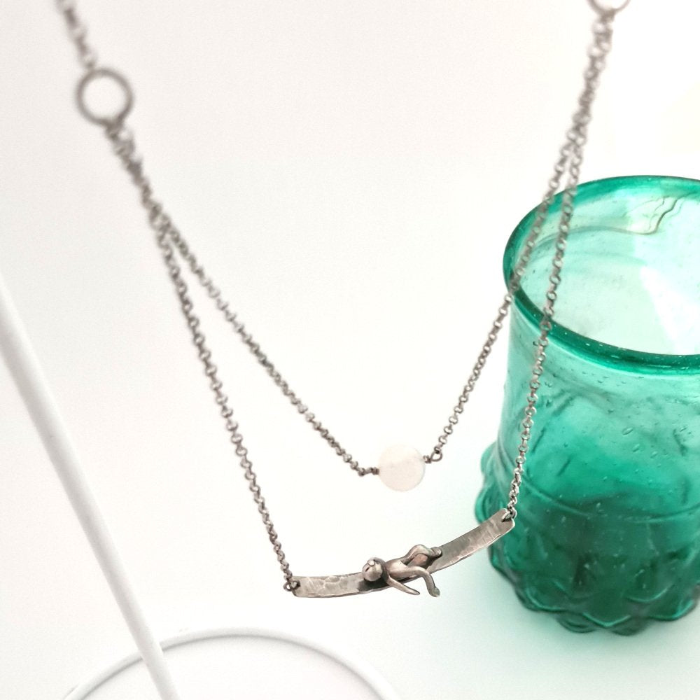 Little Man Under the Moon Necklace Moonstone
