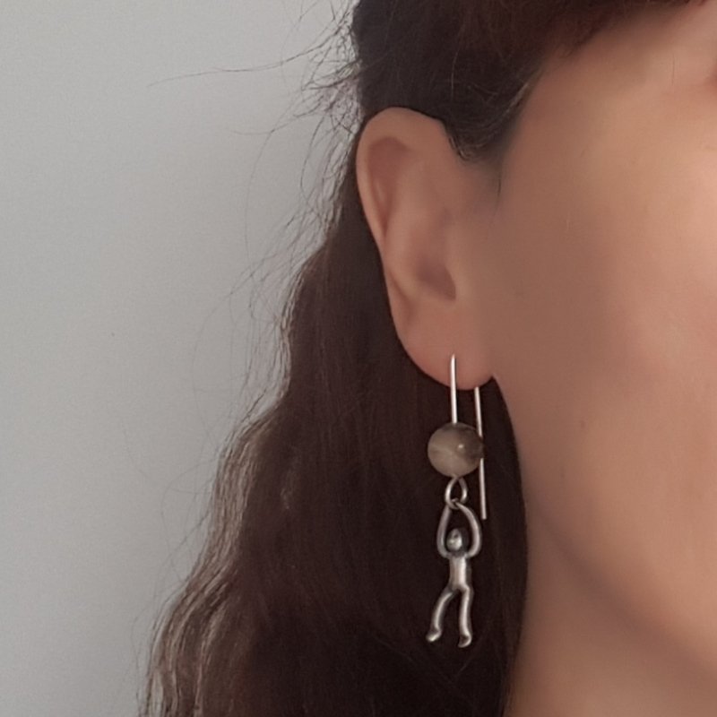 Little Men Up Down Fossil Coral Earrings - Two Sizes