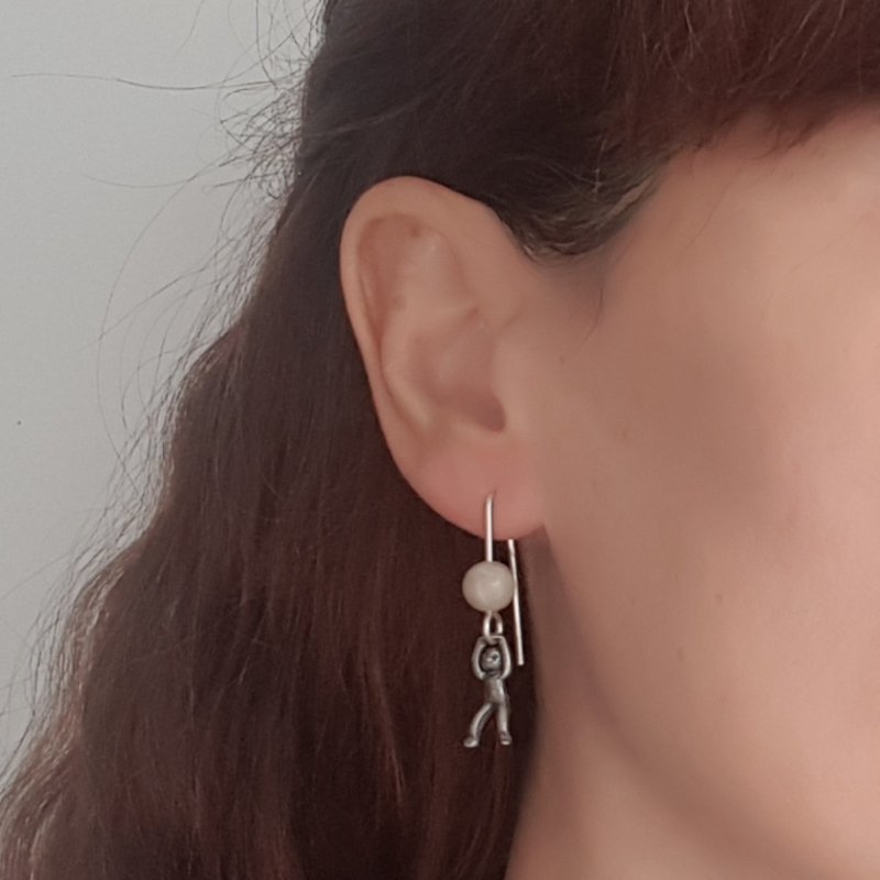 Little Men Up Down Fossil Coral Earrings - Two Sizes