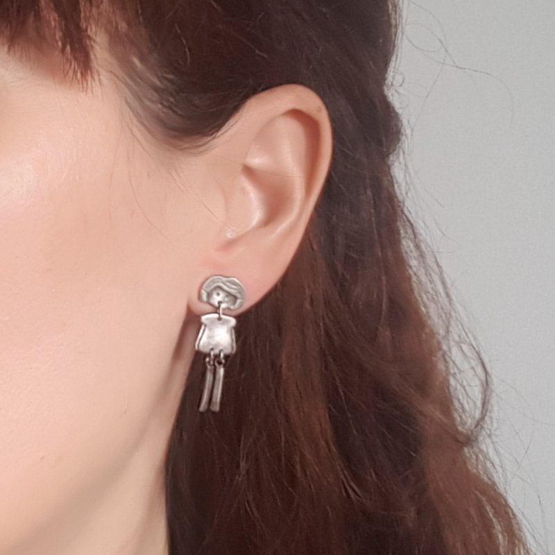 Articulated Doll Earrings - Sterling Silver