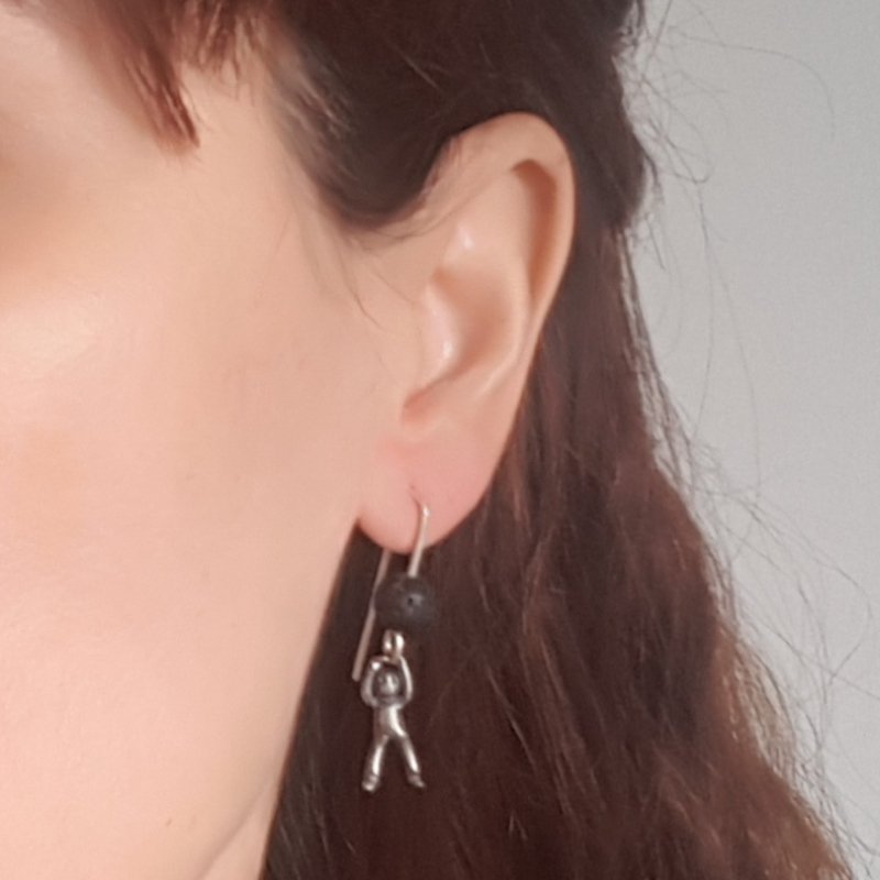 Little Men Up Down Volcanic Lava Earrings - Two Sizes