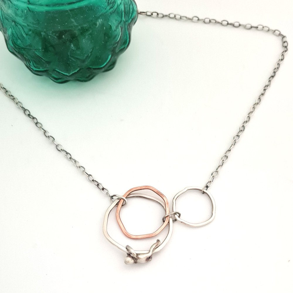 Sterling Silver and Copper Flat Rings with Little Man