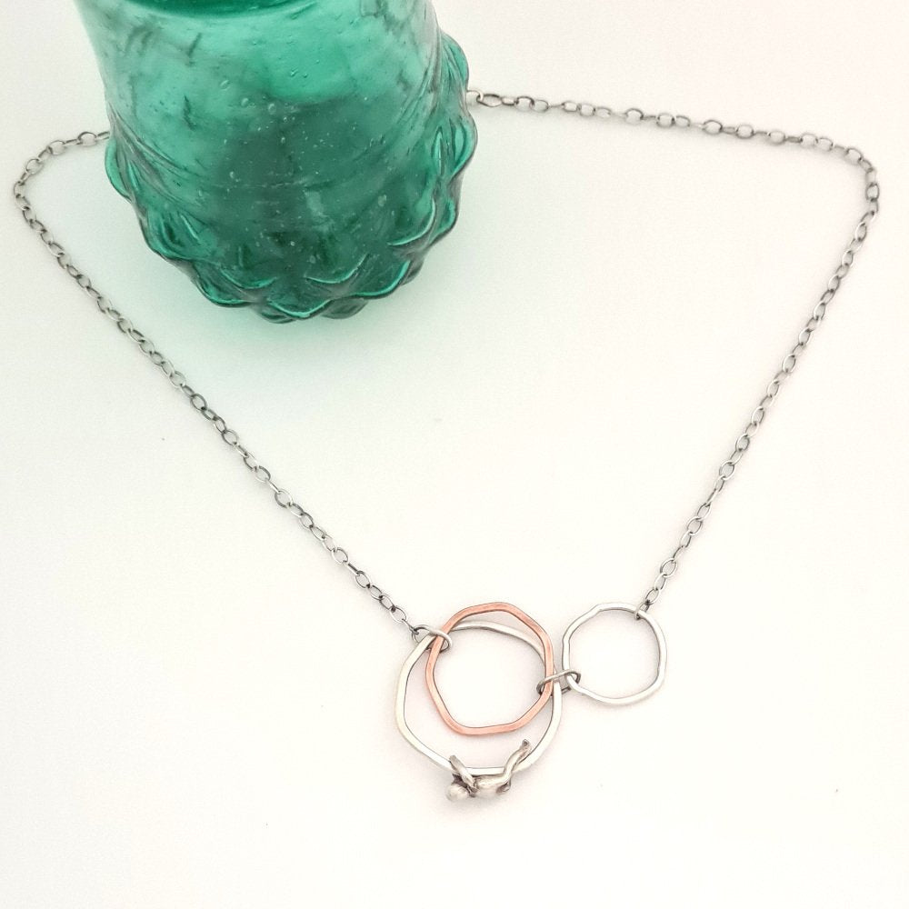 Sterling Silver and Copper Flat Rings with Little Man