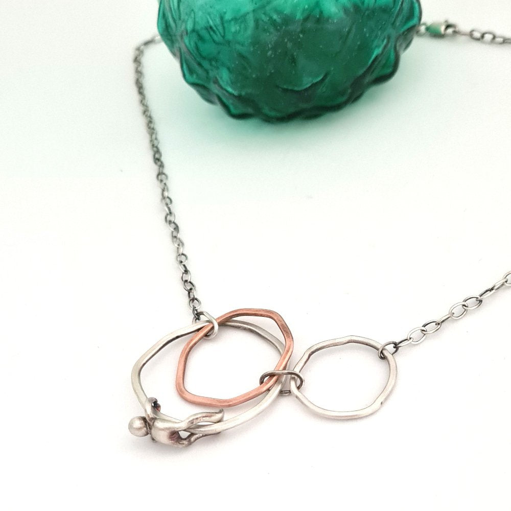 Sterling Silver and Copper Flat Rings with Little Man