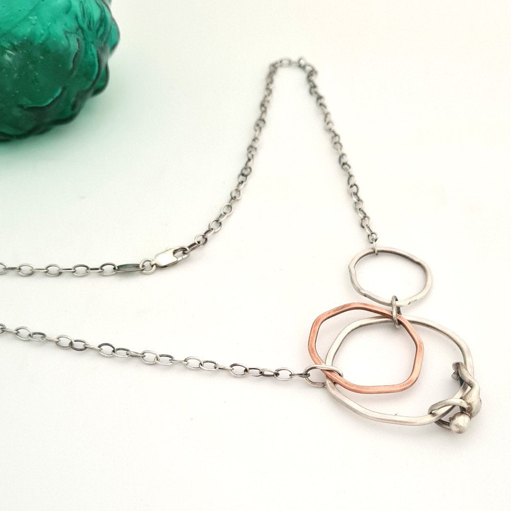 Sterling Silver and Copper Flat Rings with Little Man
