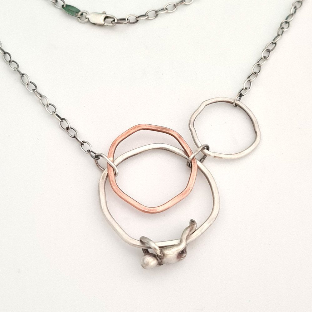 Sterling Silver and Copper Flat Rings with Little Man