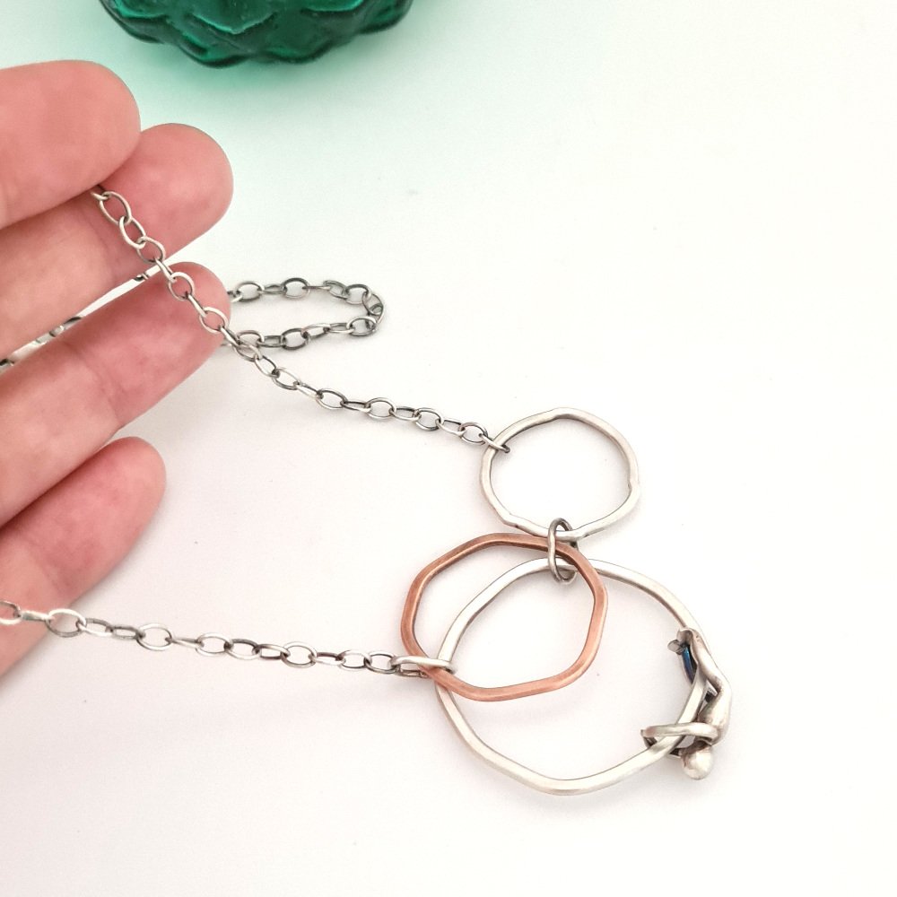 Sterling Silver and Copper Flat Rings with Little Man