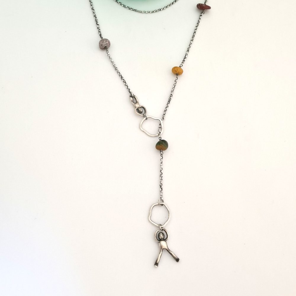 Jasper Gemstone Little Men Necklace