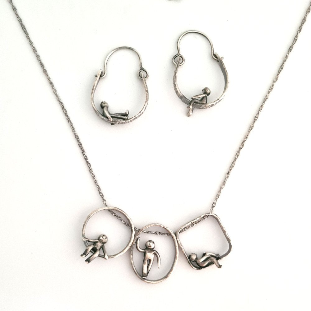 Unique Mismatched Little Men Hoop Style Earrings