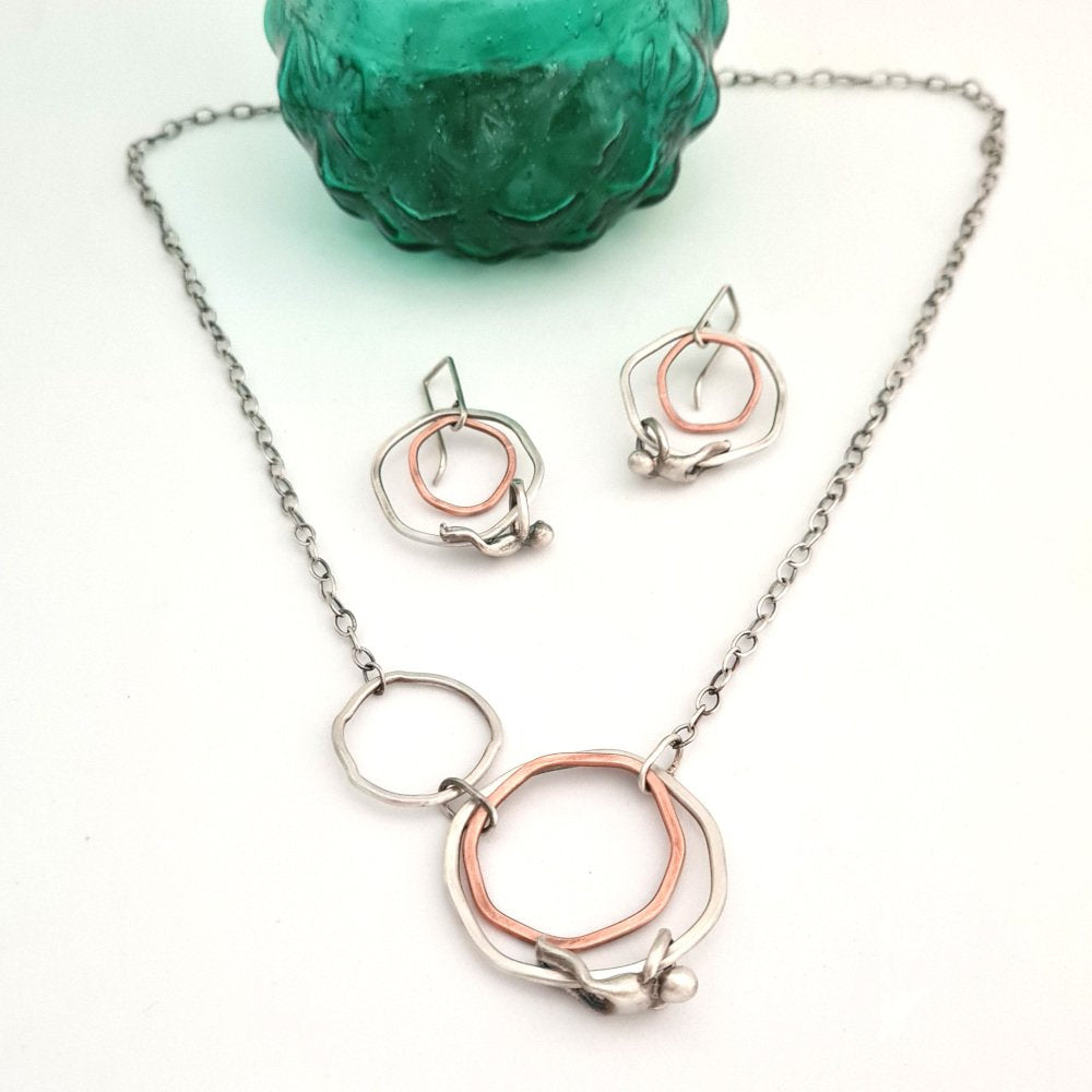 Sterling Silver and Copper Flat Rings with Little Man