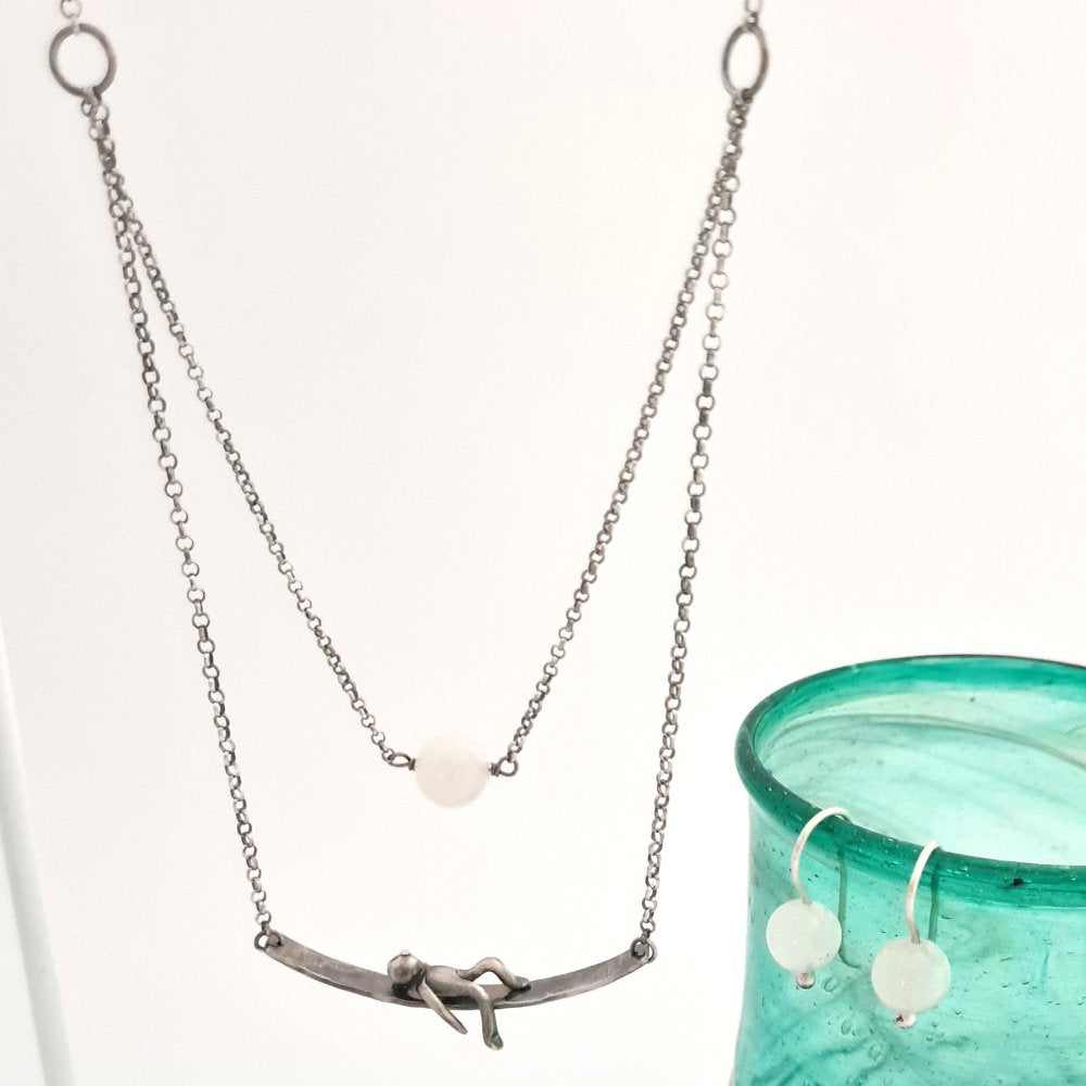 Little Man Under the Moon Necklace Moonstone