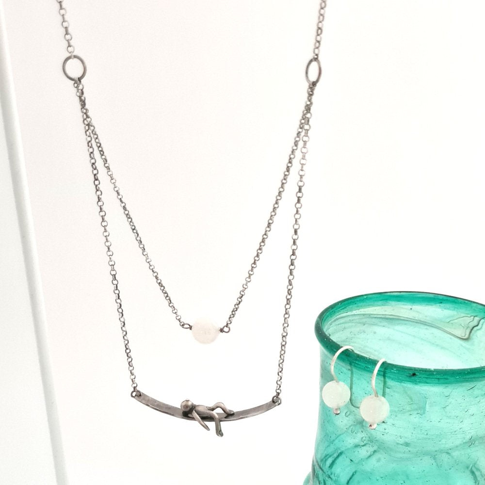 Little Man Under the Moon Necklace Moonstone