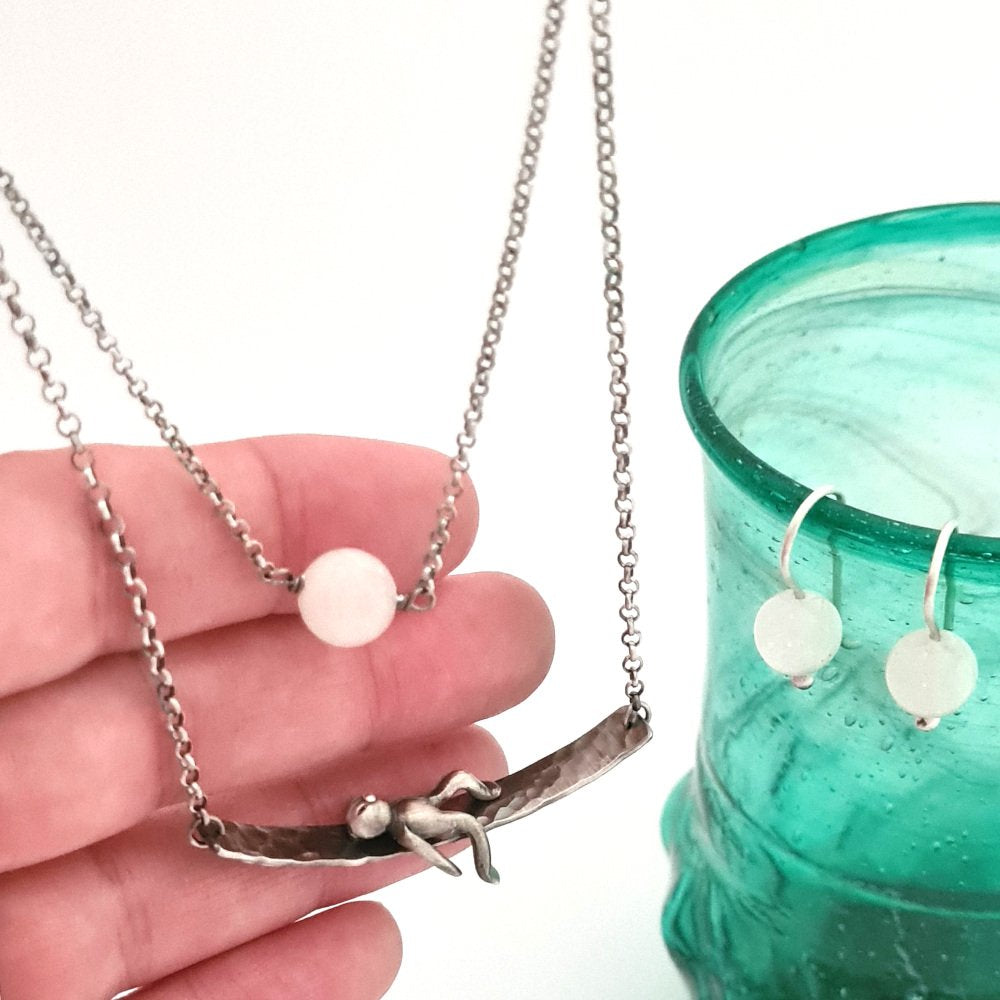 Little Man Under the Moon Necklace Moonstone