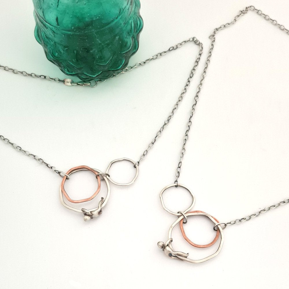 Sterling Silver and Copper Flat Rings with Little Man
