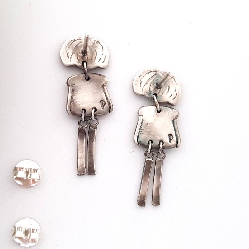 Articulated Doll Earrings - Sterling Silver