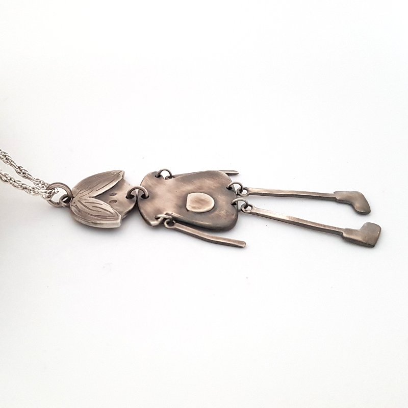 Articulated Doll Pendant - Sterling Silver