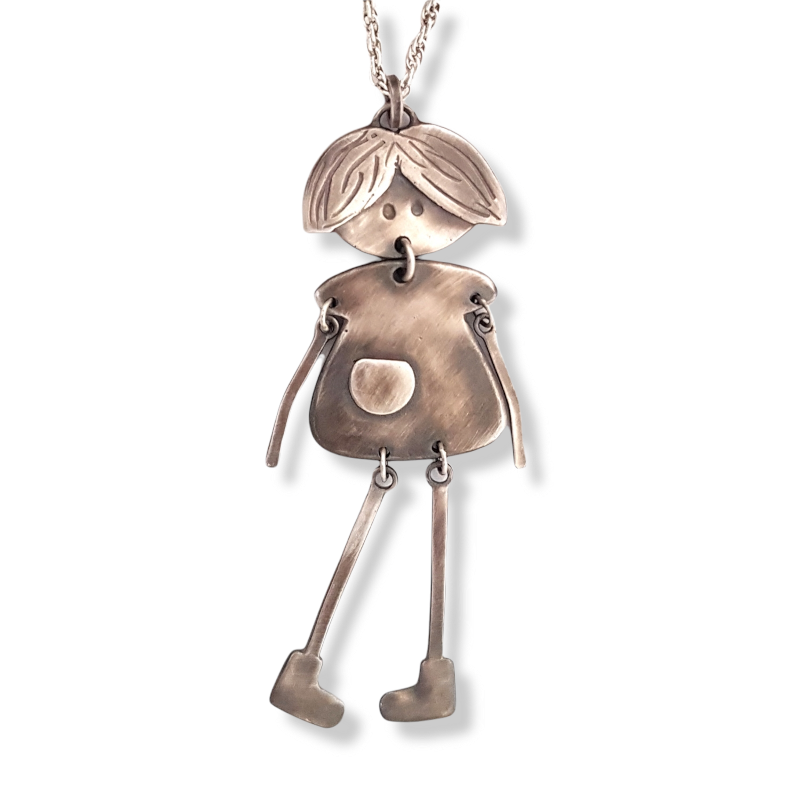 Articulated Doll Pendant - Sterling Silver
