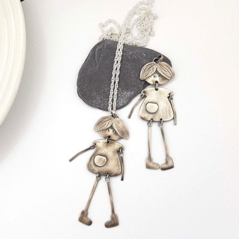 Articulated Doll Pendant - Sterling Silver