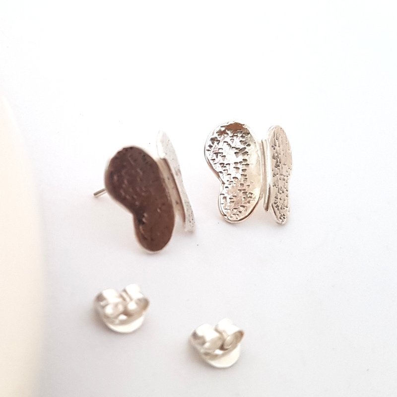 Hammered Sterling Silver Butterfly Earrings