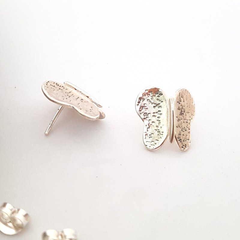 Hammered Sterling Silver Butterfly Earrings