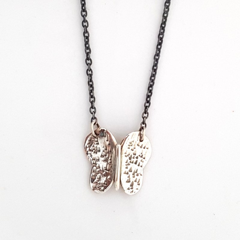 Hammered Sterling Silver Butterfly Necklace