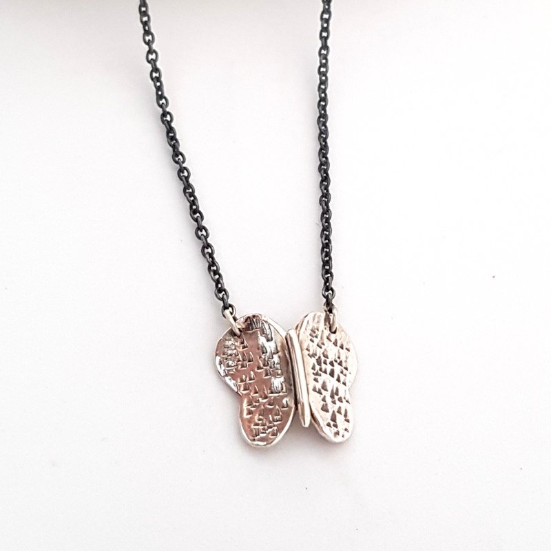 Hammered Sterling Silver Butterfly Necklace