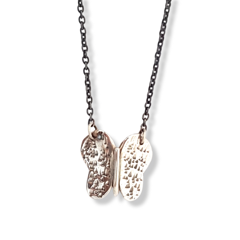 Hammered Sterling Silver Butterfly Necklace