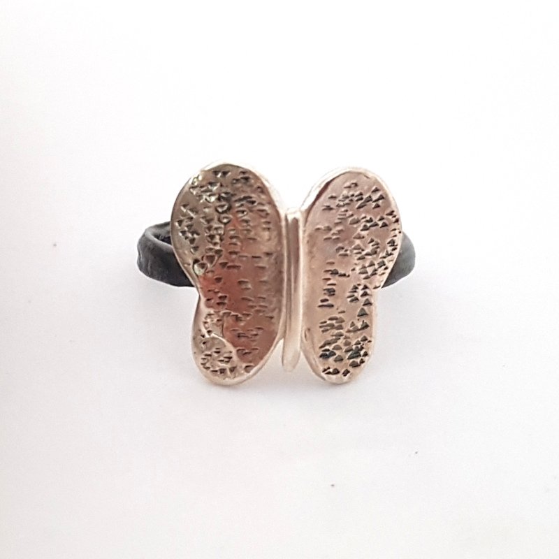 Butterfly Hammered Ring - Sterling Silver