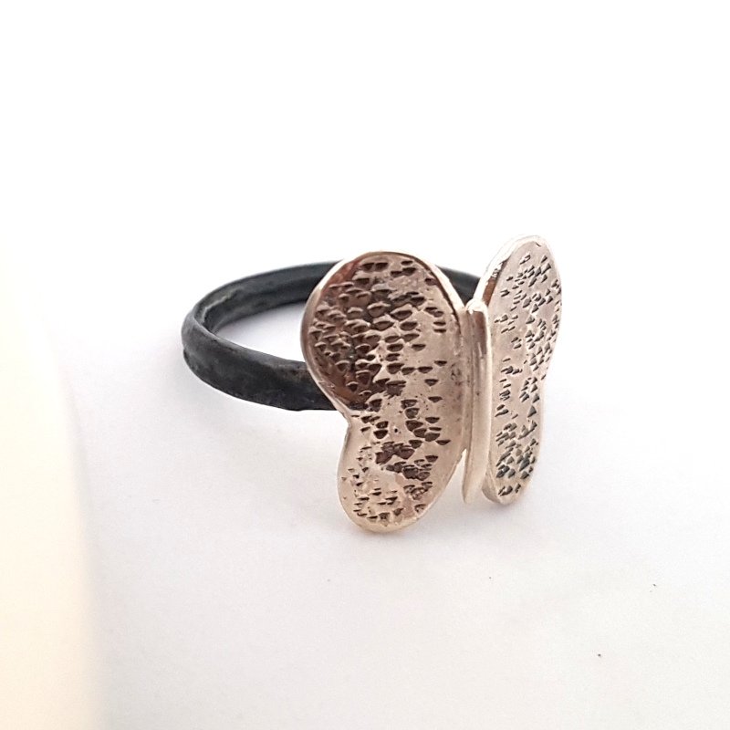 Butterfly Hammered Ring - Sterling Silver