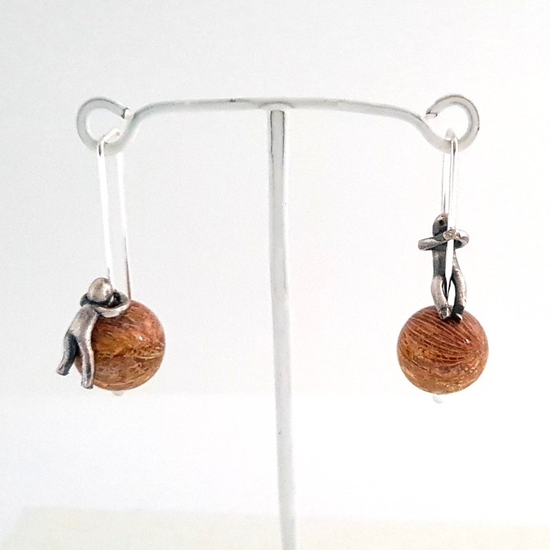Little Men And Fossil Coral Gemstone Earrings