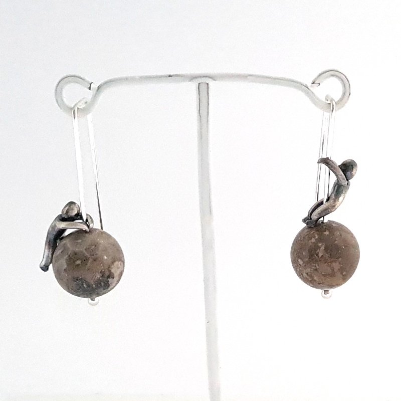 Little Men And Fossil Coral Gemstone Earrings
