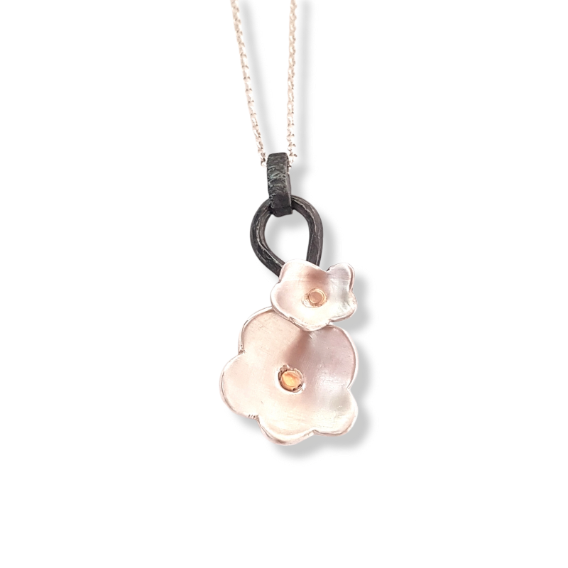Double Flower Sterling Silver Pendant