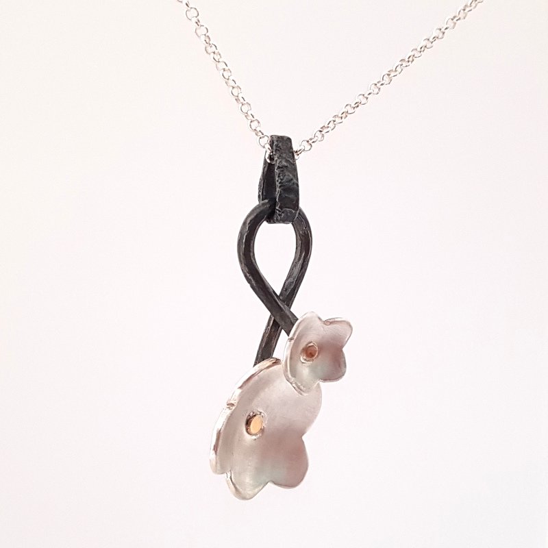 Double Flower Sterling Silver Pendant