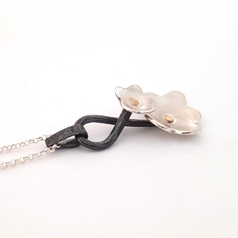 Double Flower Sterling Silver Pendant